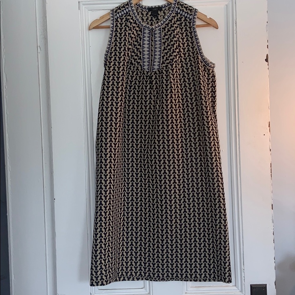 J crew geometric print knee length shift dress